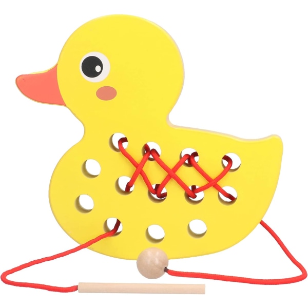 Montessori läromedel Träspel Barns praktiska förmåga Träning Barns tidig utbildning Leksaker Snörningsleksak gul