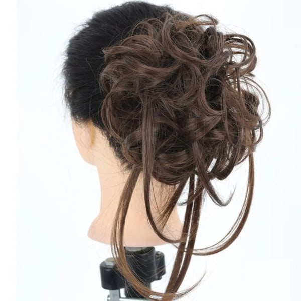 Syntetisk Messy Bun Curls Band Falskt Hårstycke Peruk Kvinnor Donut SW205-6