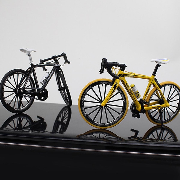 2 st bordsdekoration cykel legering hantverk fingerleksak racercykel modell cykel miniatyrer dockhus cykel leksak svart