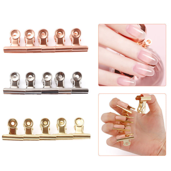 Nail Tips Clip Quick Building Poly UV Nail Builder Gel Extension Clamp Tool 20ST Rose Gold