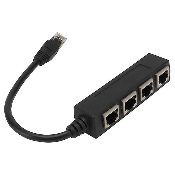 1 till 4 Rj45 nätverksadapter Lan Ethernet hane till hona Nätverkssplitter Extension Converter Trådlös svart
