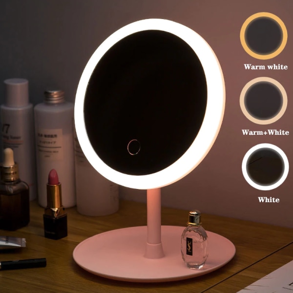 LED-lampor Skrivbordssmink Rakning Upplyst spegelförband Refill Spegel Skönhet Pink