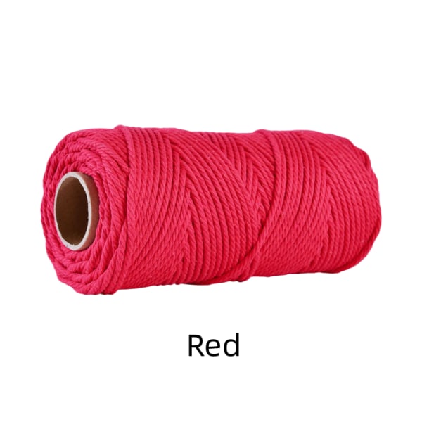 Naturlig bomull Twisted Cord Craft Macrame Artisan Rep String Flätad 4mm*100M Red