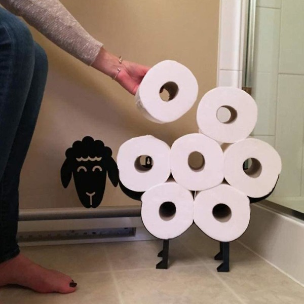 Får Dekorativ toalettpappershållare Stående badrumspappersförvaring Toalettrullehållare P QQQ svart