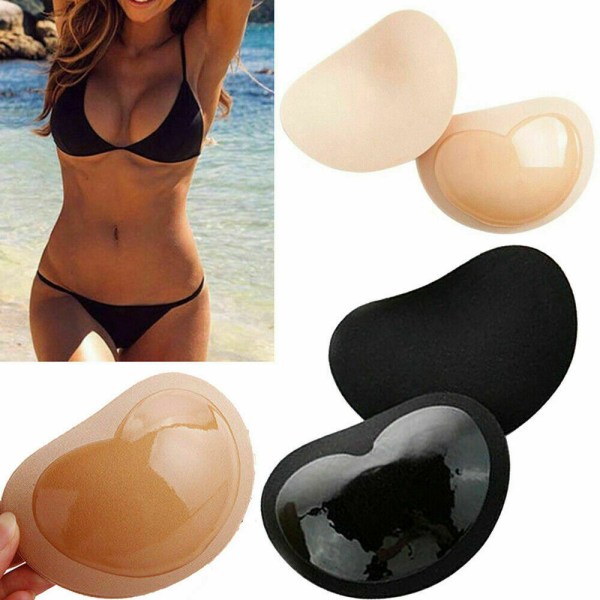 Push Up BH-kuddar Silikon Gel Bröstförstärkare Bikini Kycklingfiléer Insatser 3 par Black