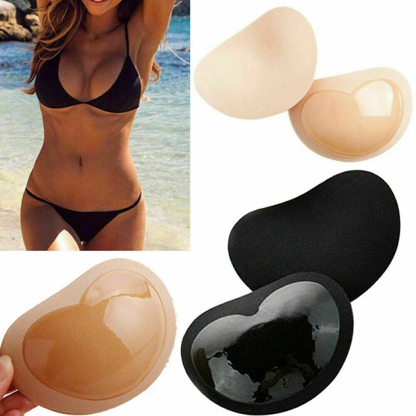 Push Up BH-kuddar Silikongel Bröstförstärkare Bikini Kycklingfiléer Inlägg 3 Par Black