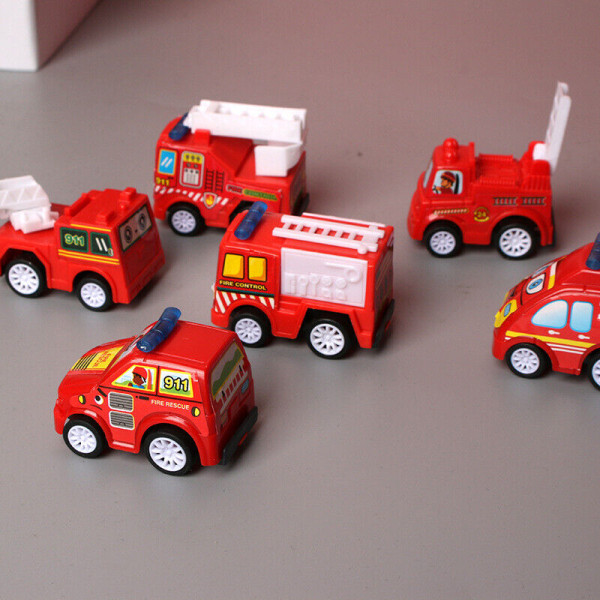 6st Leksaksbilar Presenter Friktionsdrivna set Baby Boys 1/2/3 år Fire engines