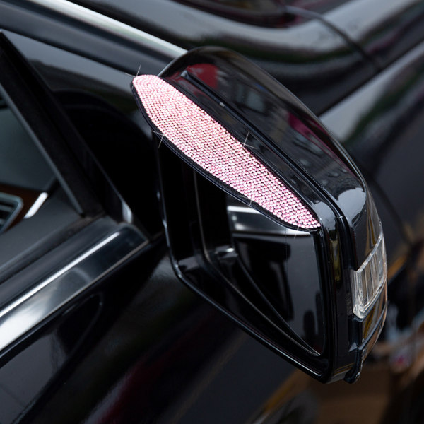 Bil bakre sidospegel Bling Rain Board Ögonbrynsskydd Solskydd Universal 1 Par Pink