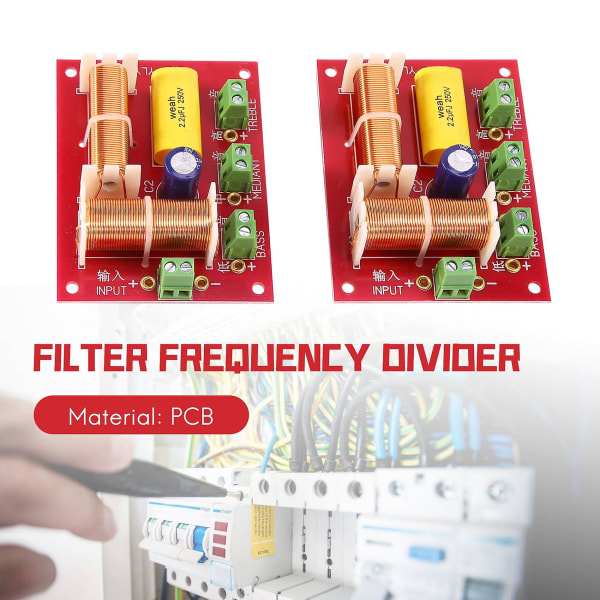 2 st 200w 3-vägs ljudhögtalare delningsfilter diskant + mellanregister + delningsfilter