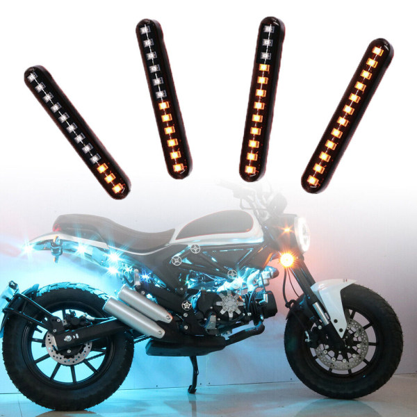 Sekventiell flytande 12LED-remsa motorcykelbil blinkersljus vattentät 2PCS svart