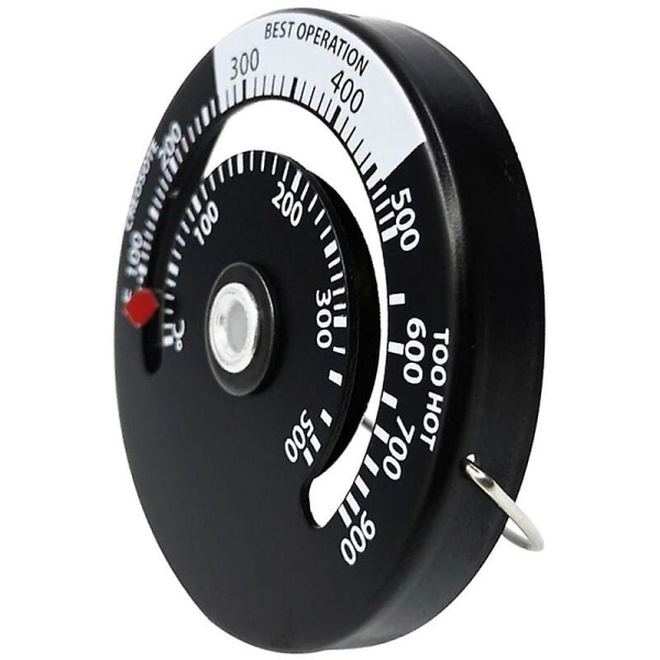 Msbd magnetisk termometer för vedeldad kamin Hushåll Hög känslighet Grillugn Temperaturmätare Termometer med sond Öppen spisfläkt svart