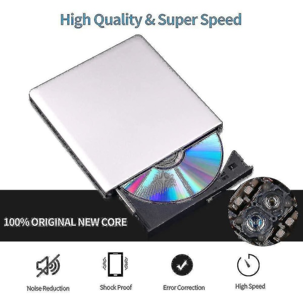 Extern Blu Ray Dvd Drive 3d USB 3.0 och Type-c Bluray Cd Dvd--(meili) silver