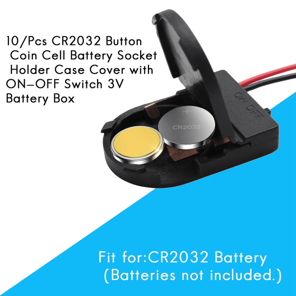 10/st Cr2032 Button Coin Cell Batteri Socket Hållare Case Cover