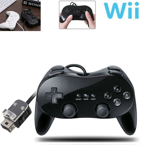 2023 Pro Gamepad för Nintendo Wii Andra generationens klassiska Wired Game black