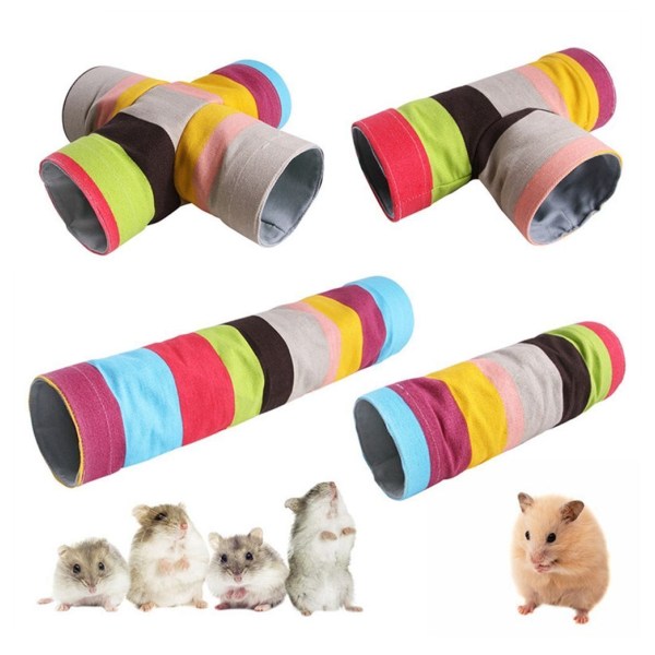 Hamster Marsvin Tunnel Leksaks Råttbur Hedgehog Tube Chinchilla House Cave Mouse Long Two-way