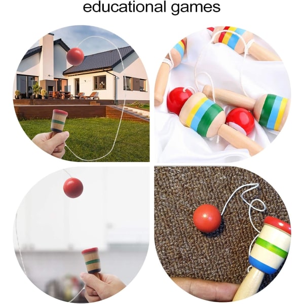 Wooden Catch Ball Cup och Ball Game Balanced Game Kids Educational Products for Backyard Park röd
