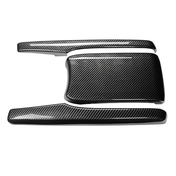 3 st Car Abs Carbon Fiber Central Armstöd Box Panel Cover för 2