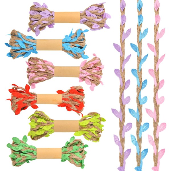 12 st 65 fot Jutesnöre med konstgjorda blad Multi