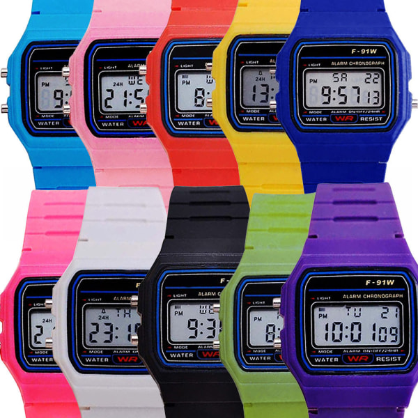 Elektroniska klockor för barn med nattlampa, multifunktionell digital armbandsur White