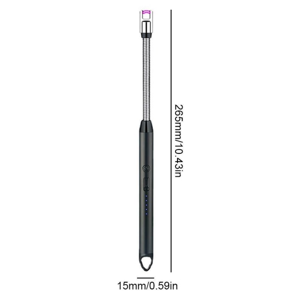Elektrisk uppladdningsbar Arc-Lighter ljuständare USB -tändare med lång flexibel hals Black