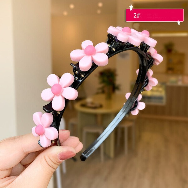 2X Flickor Hårband Söt Prinsessa Frisyr Hårnål Söta Blommor Hårband med Klämma Pink flowers