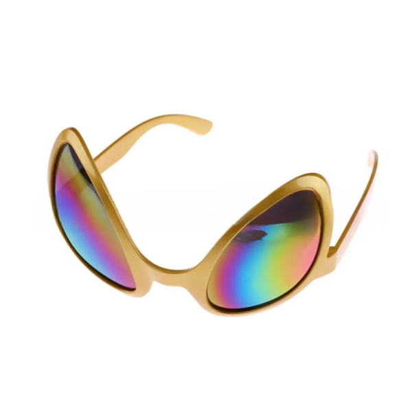 Roliga Alien Glasögon Män Kvinna Mode Regnbåge Linser Solglasögon Gold Colorful