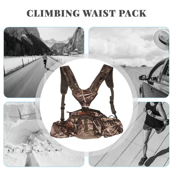Jakt Camo Pack med sele Midjepack påse med axelremmar för klättring Vandring C QQQ brun
