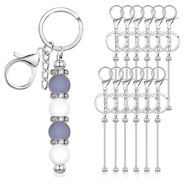 12 st Pärlbara nyckelringstänger för pärlor Tom nyckelring Metall Bea
