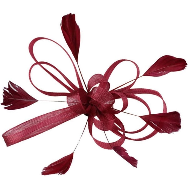 Fascinator hårklämma dam Fascinators blomma cocktail huvudbonad Wine Red