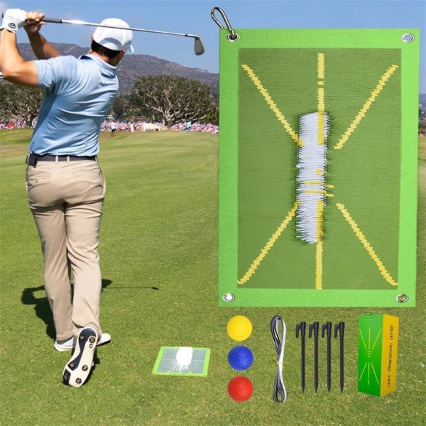 Bärbar golfträningsmatta för swingdetektering, slagträningshjälp för matta grön