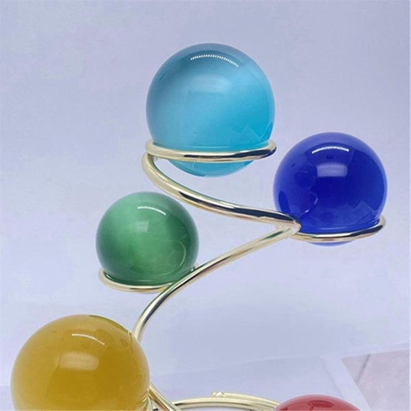 Metall 5 Ball Base Natural Crystal Sphere Stativ Ägghållare Displa
