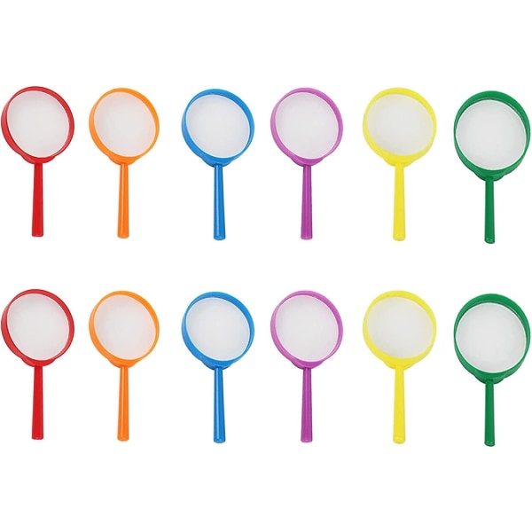 12 stycken plastförstoringsglas, färgglad förstoringsglas för barn