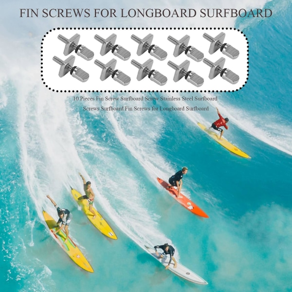 10 st fen skruvar surfbord skruvar rostfritt stål surfbord skruvar