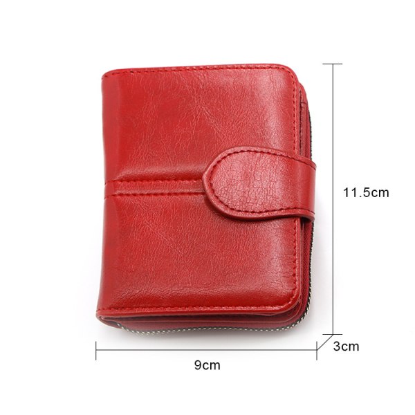 Kvinnor liten plånbok dam mini handväska Bifold PU läder kort handväska Mynt handväska Red