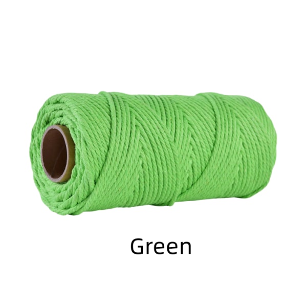 Naturlig bomull Twisted Cord Craft Macrame Artisan Rep String Flätad 4mm*100M Green