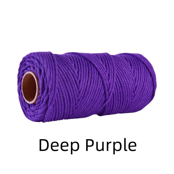 Naturlig bomull Twisted Cord Craft Macrame Artisan Rep String Flätad 4mm*100M Deep Purple