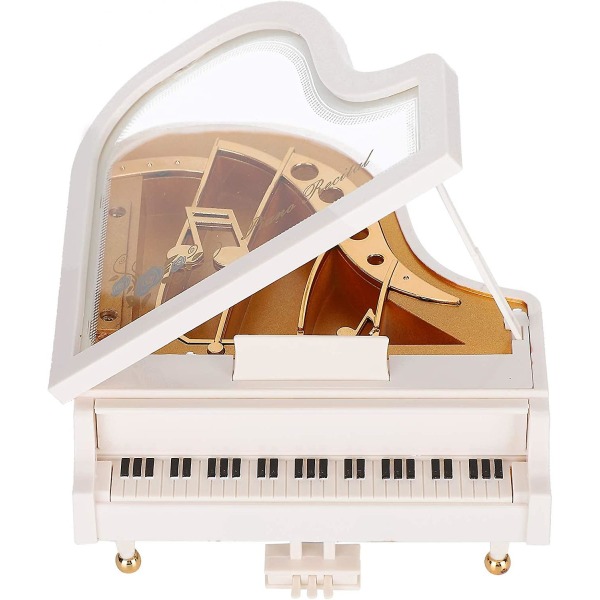 White Piano Music Box 4,9x4,7x5,7in Mini Piano Bordsskiva Ornament