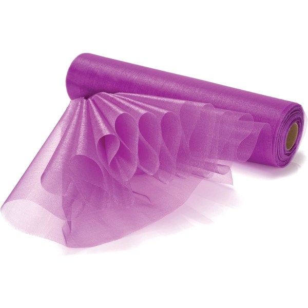 25m x 29cm Snö Organza Rulle Sash Glitter Fabri Purple 1