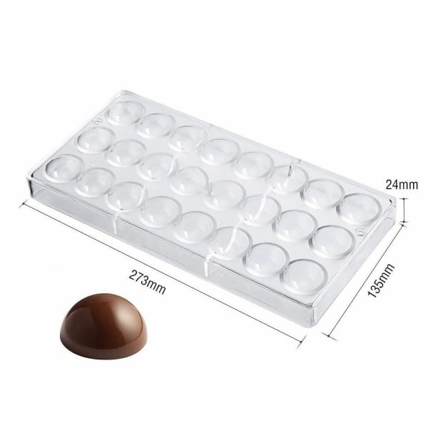 Klar hård chokladtillverkare polykarbonat PC DIY 24 halv boll godisform transparent