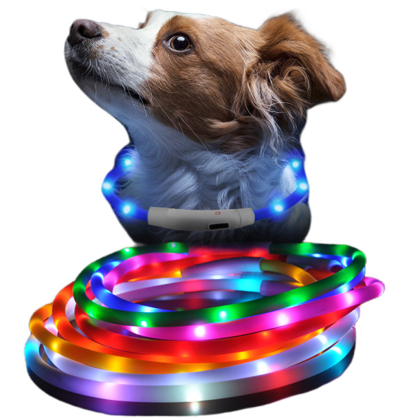 USB uppladdningsbar LED-halsband för hunddjur Blinkande storlek Justerbar  säkerhetslampa Blue 30cm 5453 | Blue | 30cm | Fyndiq