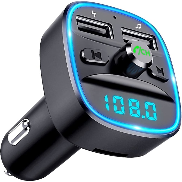 Bluetooth FM-sändare för bil Mp3-spelare FM-sändare Dubbla USB portar (5v/2.4a och 1a) Stöd för USB handsfreesamtal Bluetooth biladapter svart