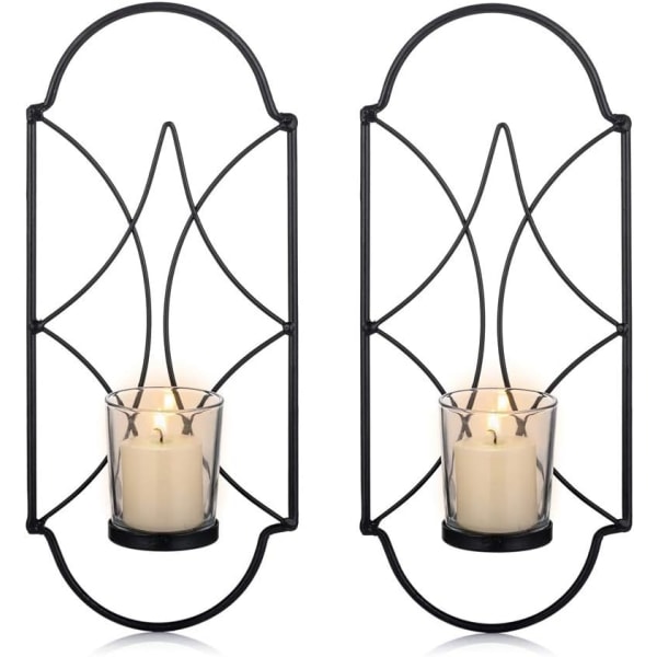 Hem Väggkonst för öppen spis Gård Ljuslampetter Hållare för vägg Vägglampa Ljusstake Dekor med glas black