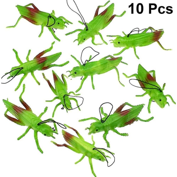 10 st Plastgräshoppor Insektsfigurer Leksaker Fake Bugs Green F