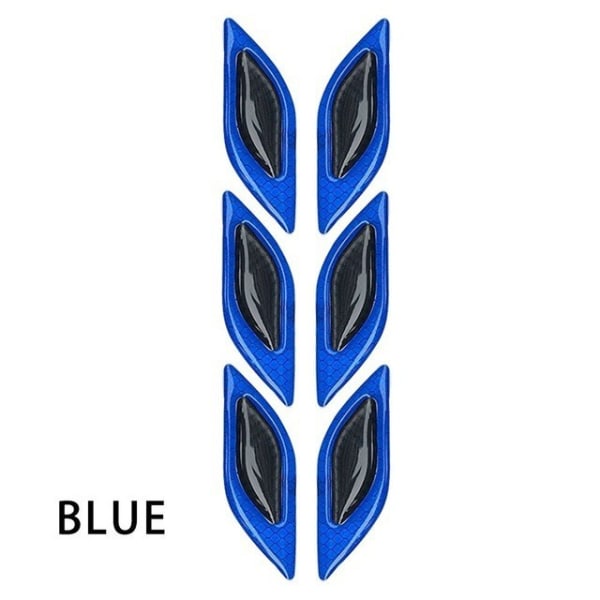 Car Vent Edge Bumper 3D reflekterande klistermärke Dekal kolfibermönster 6PCS Blue