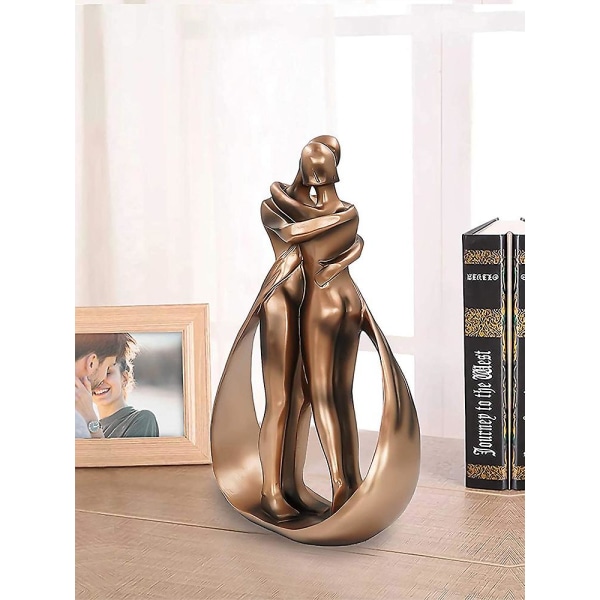Romantisk kram Kyss Skulptur Prydnad Dreamseden Tillgiven par Staty Hartsdekor guld