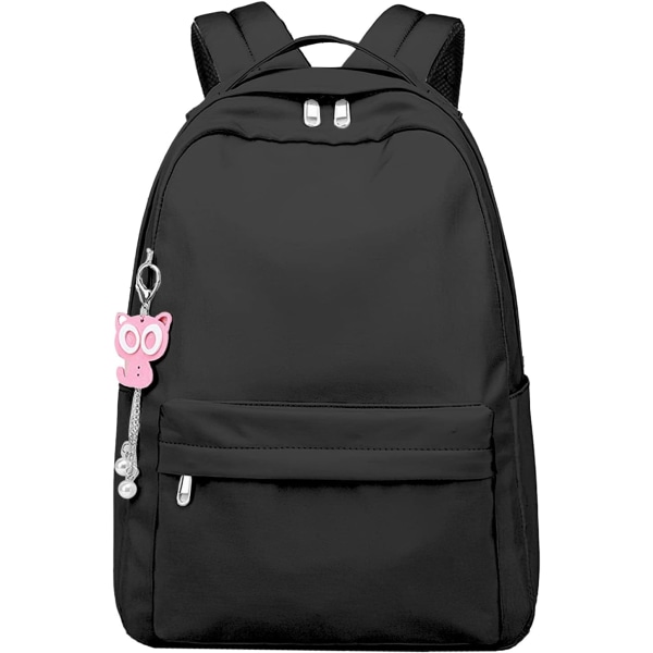Skolryggsäck för flickor och pojkar 8+ Vanlig ryggsäck för 14 år Black Fits 14-inch laptop