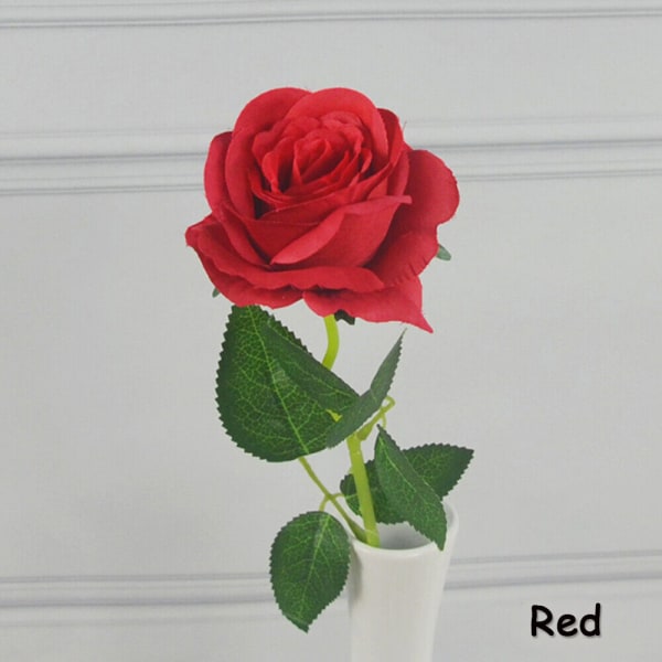5st enkel lång stjälk falska rosor silke blommor blommande brud konstgjorda Red