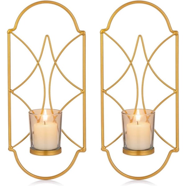 Hem Väggkonst för öppen spis Gård Ljuslampetter Hållare för vägg Vägglampa Ljusstake Dekor med glas gold