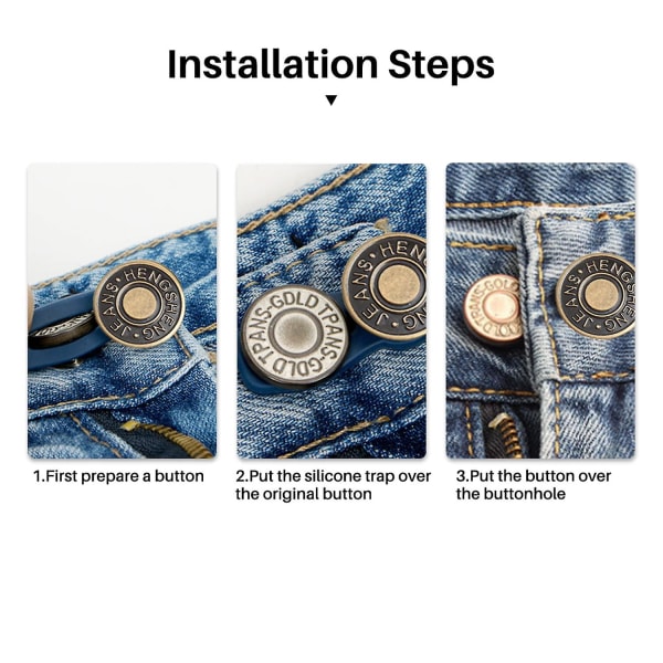 Button Extender för byxor Jean Button Extender Midjebandsförlängare Jeans 5st midjeförlängare för män kvinnor blå