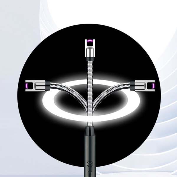 Elektrisk uppladdningsbar Arc-Lighter ljuständare USB -tändare med lång flexibel hals Black